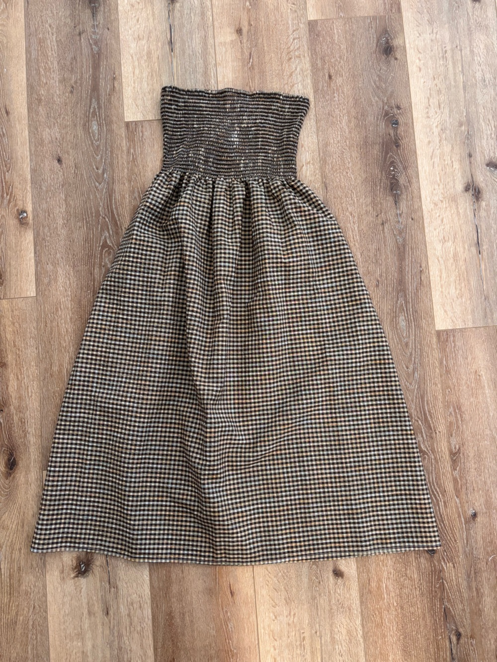 Checked Midi Skirt with Elastic Waist